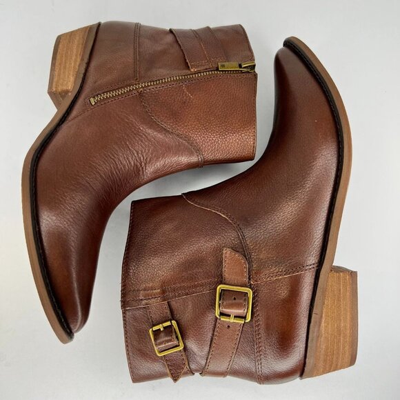 Lucky Brand Womens LK-Caelyn Tortoise Brown Leather Bootie Size 10M Ankle Boots - Picture 6 of 9